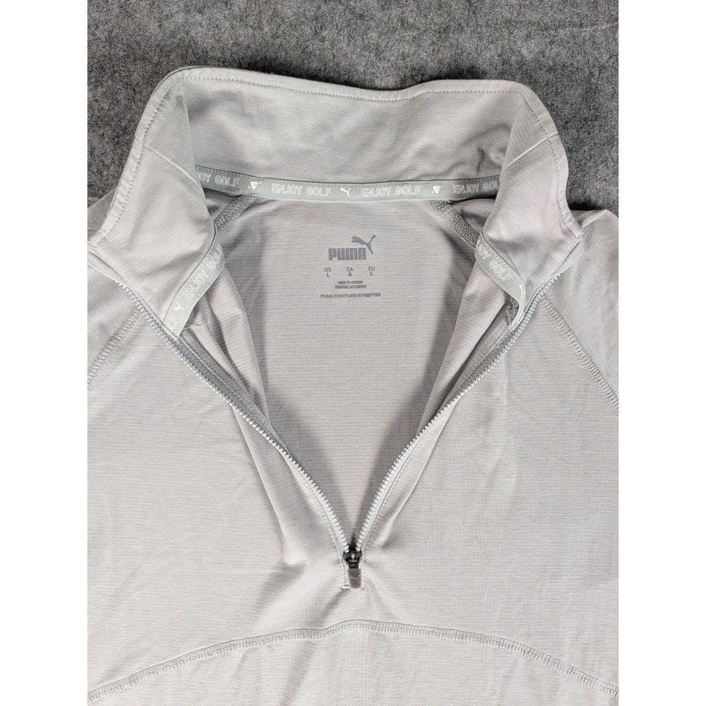 Puma Enjoy Golf Quarter Zip Pullover Light Gray Long Sleeve Mock Neck Top L - Picture 5 of 8